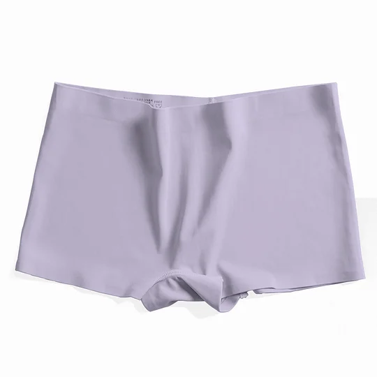 Intbuyer Ice Silk Seamless Underwear Summer Thin Women's Boxer Shorts Ladies Panties Safety Pants Soild Female Mid Waist Lingerie Panty