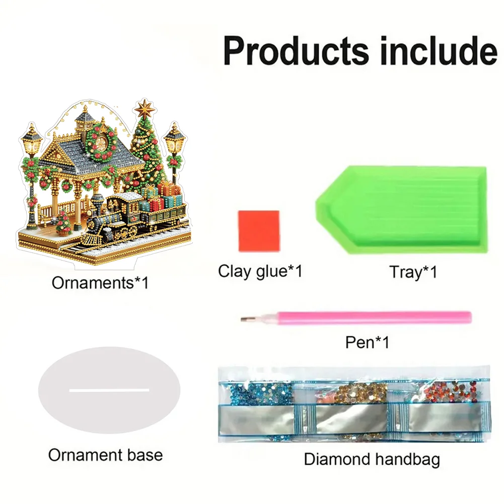 DIY Christmas Snow House Acrylic Special Shaped Diamond Painting Desktop Decorations