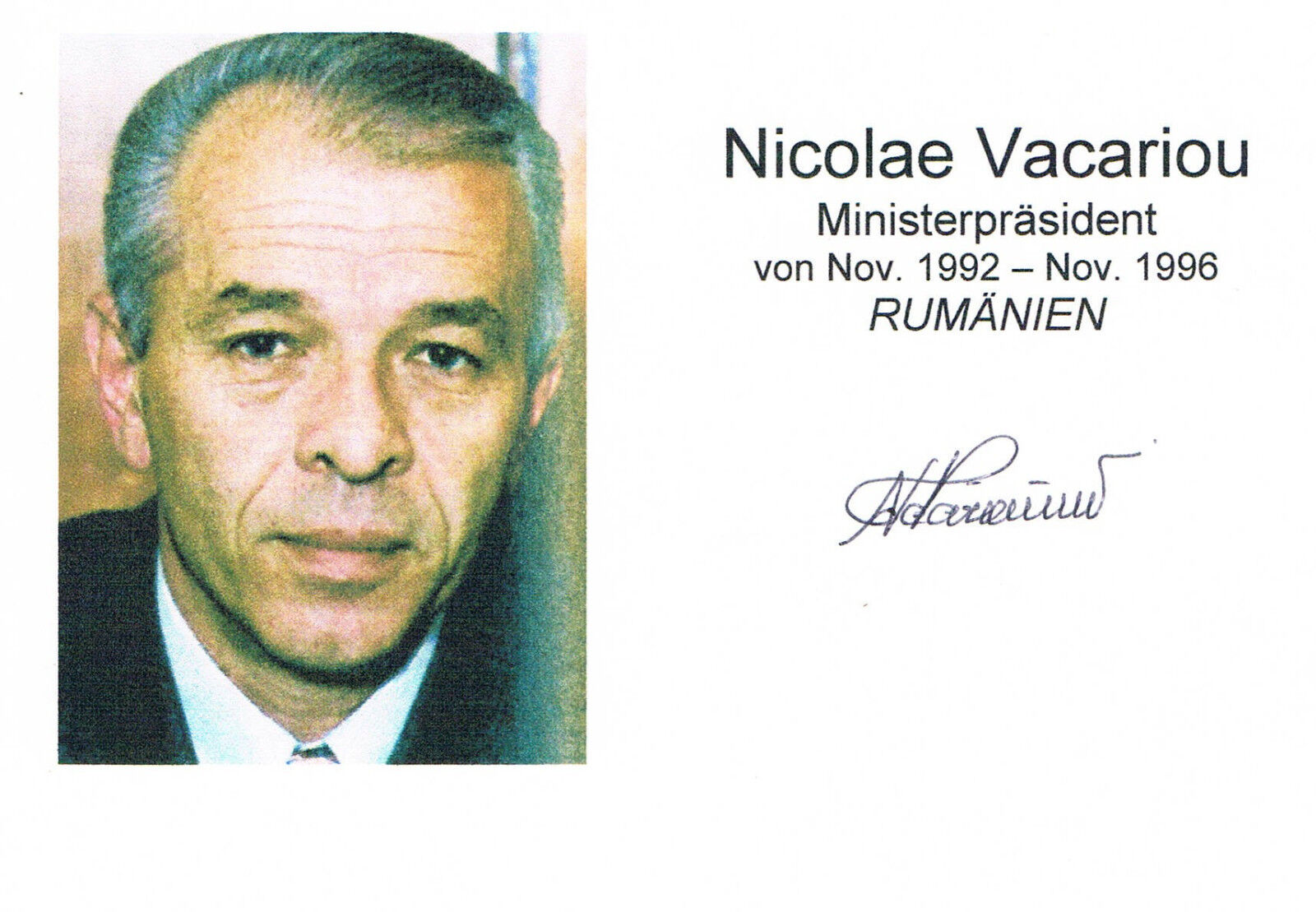 Romania Prime Min. Nicolae V?c?roiu 1943- signed card 4x6