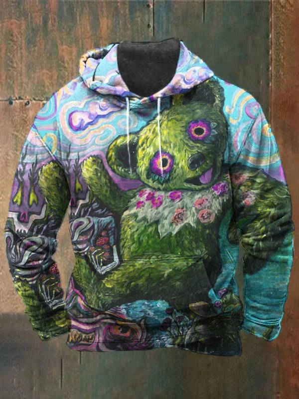 Unisex Bear Print Heavyweight Hoodies