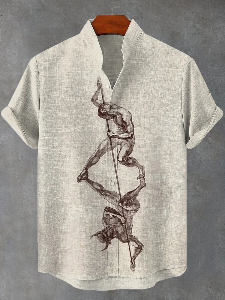 Men's The Fight Against Oneself Art Print Casual Shirt