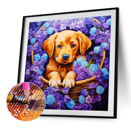 Happy Dog 40*60cm(picture) full round drill diamond painting with