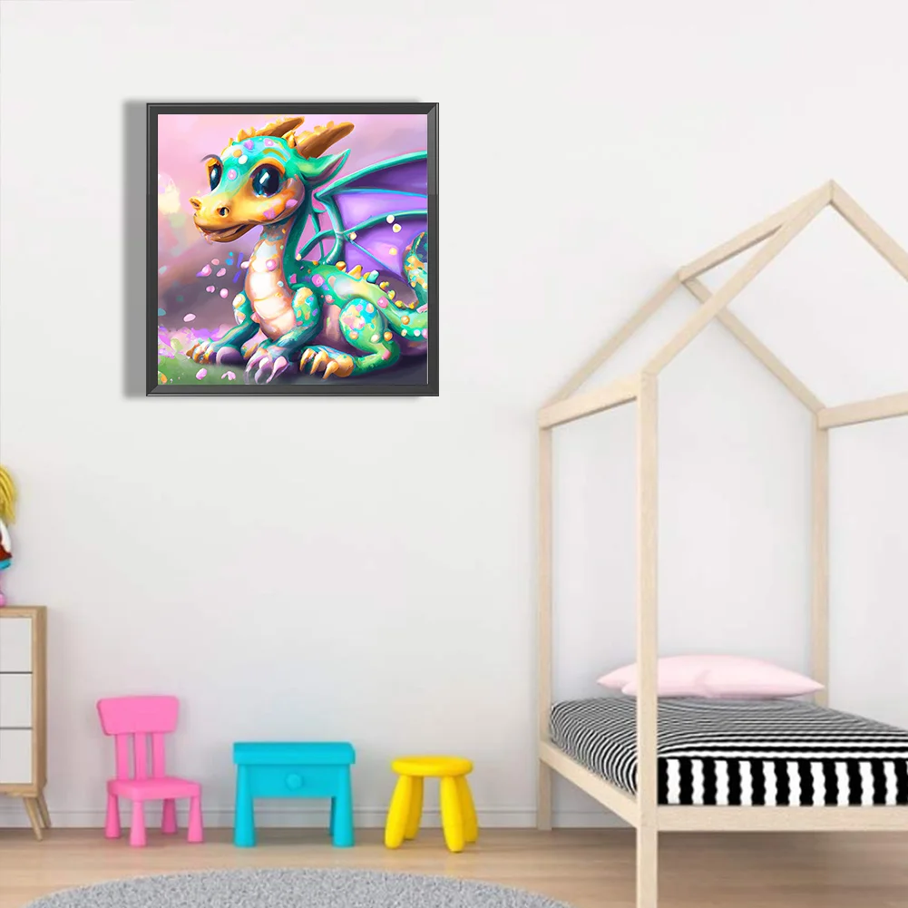 Full Round Diamond Painting 30*30cm - Cartoon Pterosaur