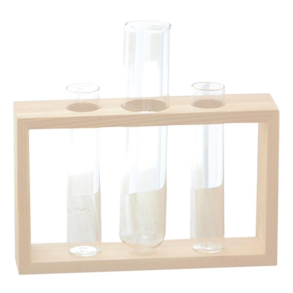 

Wooden Frame Glass Vase Terrarium Bonsai Dry Flower Pot Room Table Decor, 501 Original
