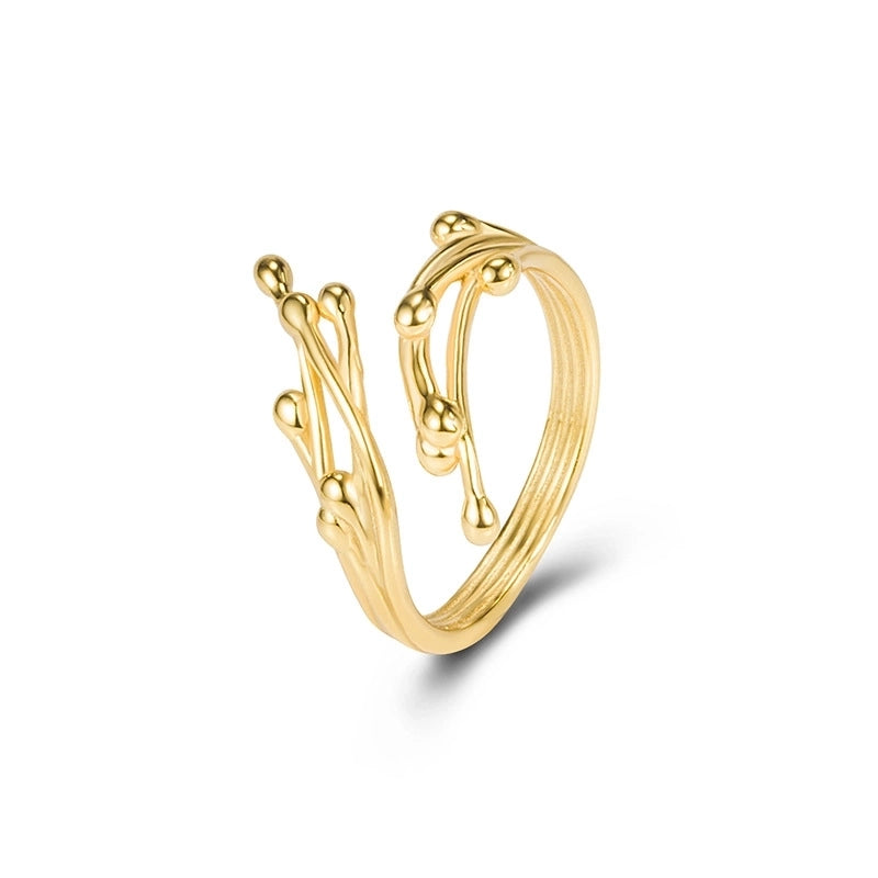 18K Gold Plated Silver Plated 925 Sterling Silver Geometric Wide Band Rings Open Ring Rings