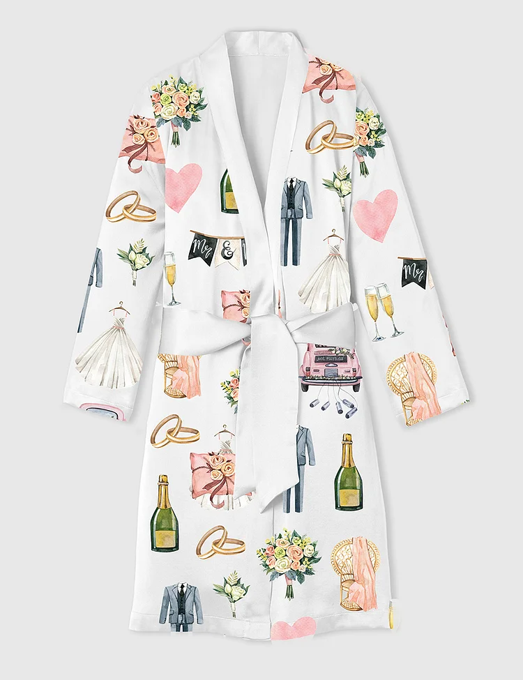 Women&rsquo;s Wedding Day Anniversary Satin Bathrobe