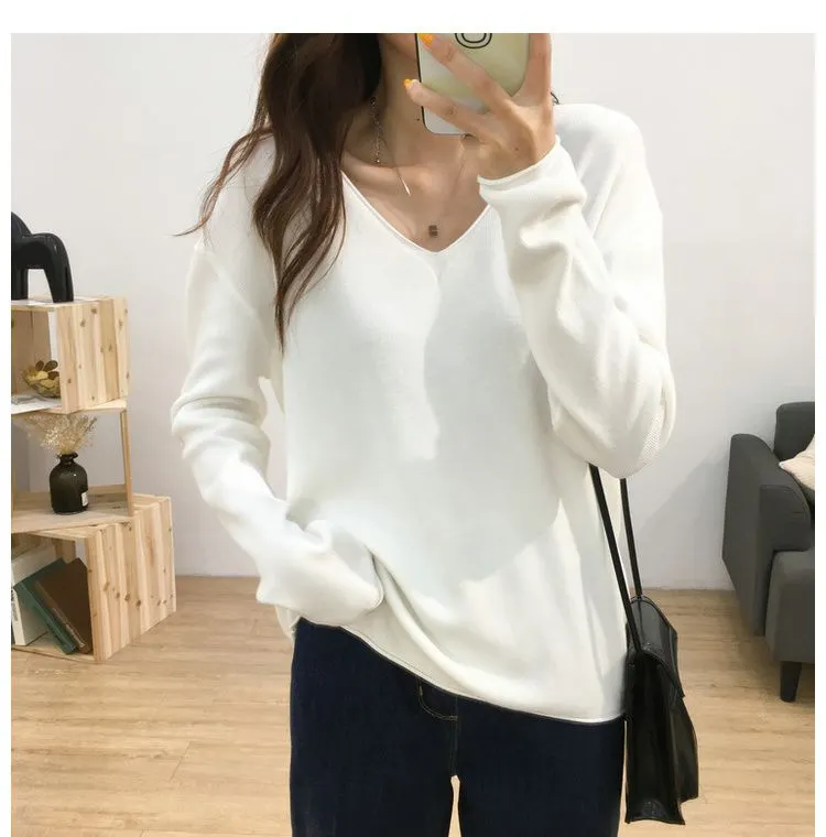 2021 spring autumn new lazy knit oversize sweater women's pullover Korean loose bottoming shirt big sweater