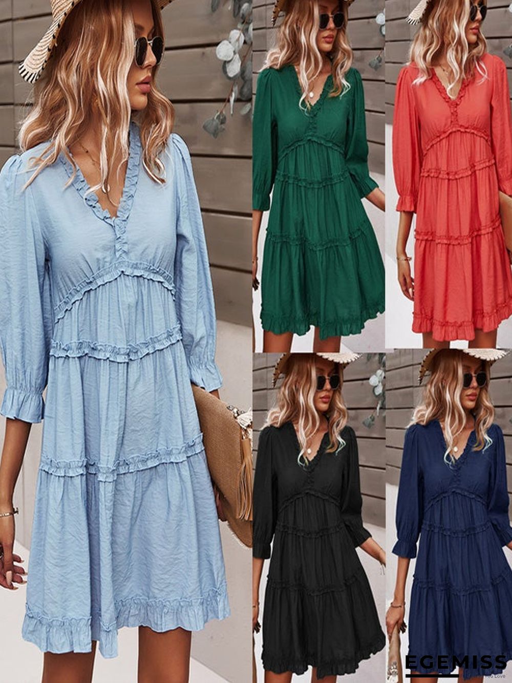 V-neck Sexy Dress Casual Holiday Style | EGEMISS