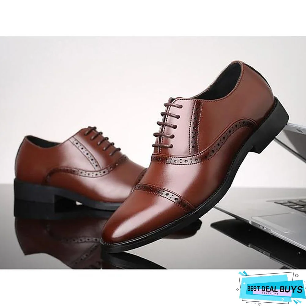 Men's Fall Business Daily Oxfords Pu Breathable Height-Increasing Wear Proof Black / Brown