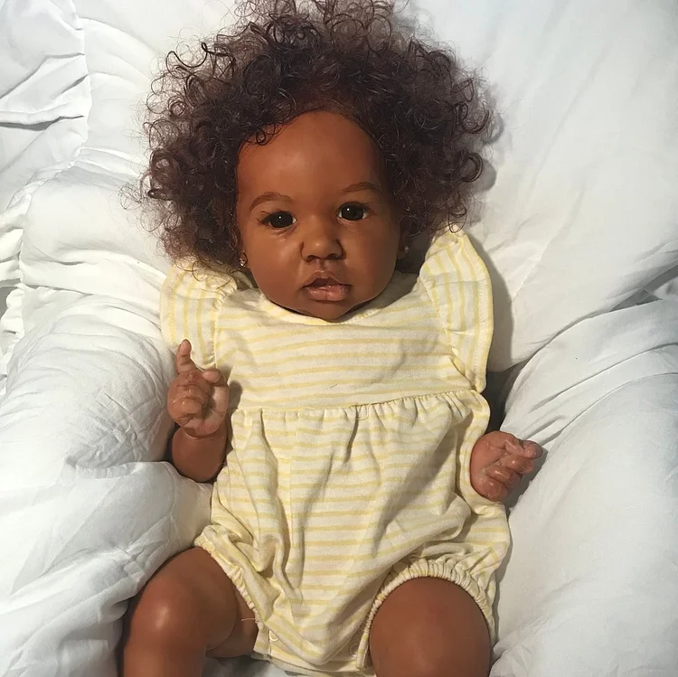 20" Realistic Reborn Toddler Baby Silicone Vinyl Doll Girl African American Cecilia with Hand-Rooted Black Hair and Delicate Gift Ready [Heartbeat💖 & Sound🔊]  Rebornartdoll® RSAW-Rebornartdoll®