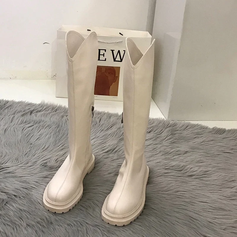 Fashion New Thigh High Boots Women Platform Shoes Thick Soled Female Knee High Boots Autumn Winter Ladies Long Motorcycle Boots