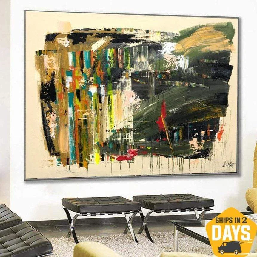 Extra Large Abstract Canvas Painting Original Thick Colorful Wall Art Modern Art | THE GRAIN
