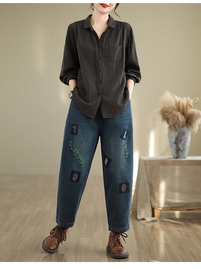 Women Half Sleeve V-neck Solid Color Dress