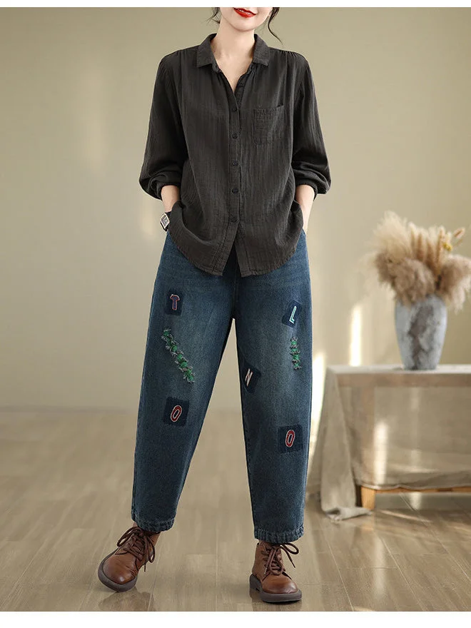 Women Half Sleeve V-neck Solid Color Dress