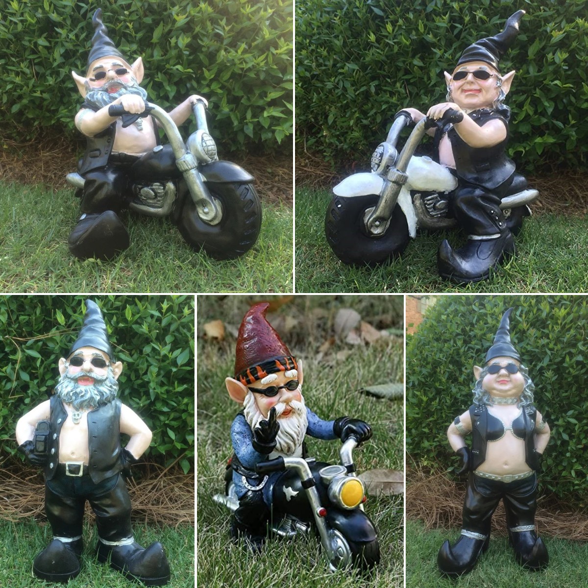 Resin Biker Garden Gnome