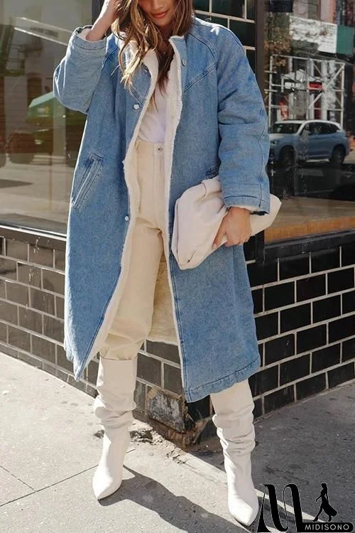 Sherpa Fleece Denim Trench Coat