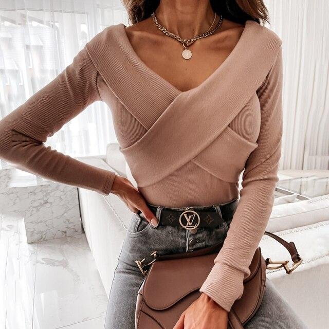 Sexy Off Shoulder Long Sleeve Body Shirt Women Spring Black White Elasticity Slim Blackless Woman Tops And Blouses Shirts - Shop Trendy Women's Fashion | TeeYours