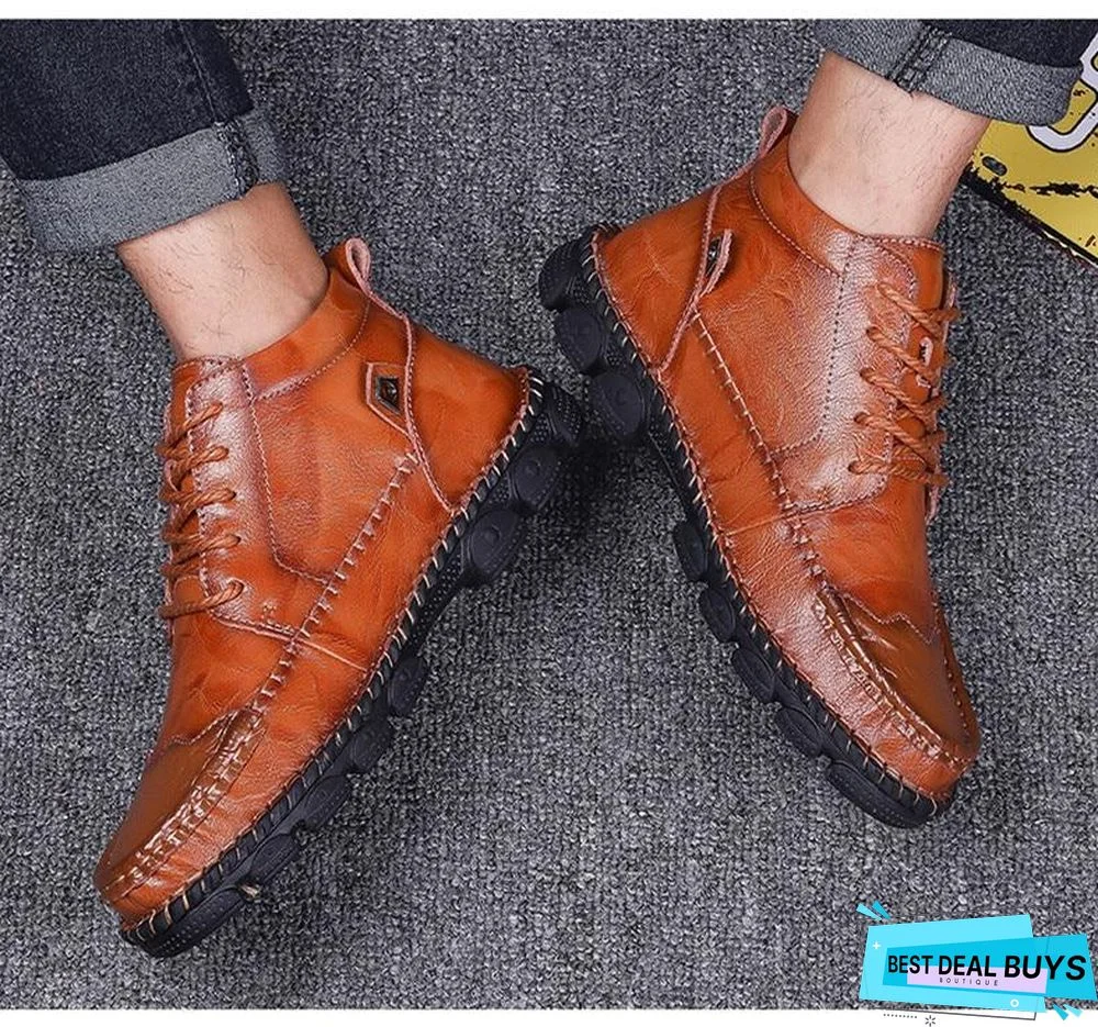 Cow Split Leather Men Boots Comfortable Boots Men Footwear Rubber Ankle Boots Men's Shoes