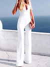 Solid Color Backless Wedding Jumpsuits Bottoms