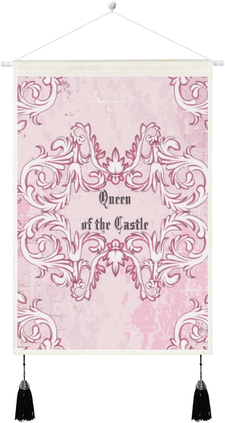 Victorian Queen of the Castle Hanging Poster Canvas Wall Art, Tapestry Plush Scroll with Tassels, Art Print Bedroom Living Room Dorm Decorations Hang 13.8 X 19.7 inches