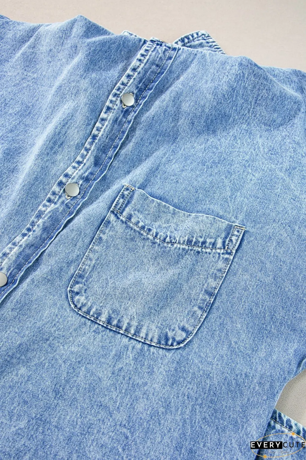 Denim Shirt Dress with Button Pockets