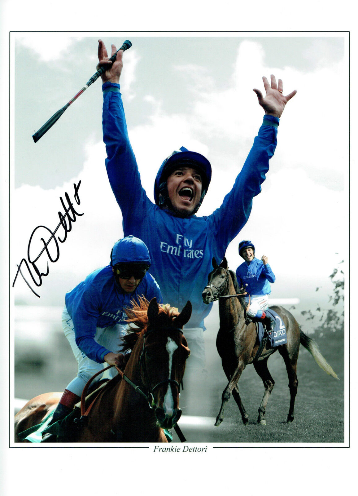 Frankie DETTORI Signed Autograph Champion Jockey 16x12 Photo Poster painting New Montage AFTAL