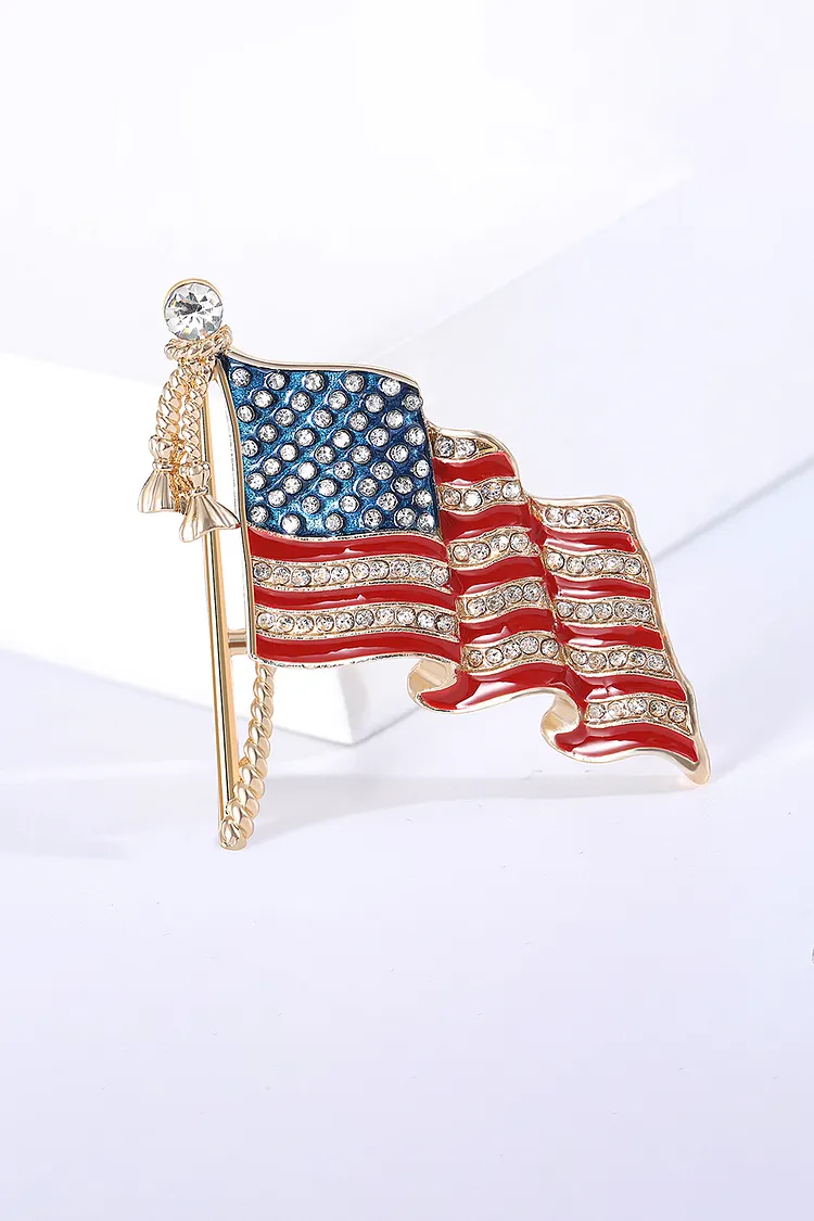 Independence Day Inlaid Rhinestone American Flag Shaped Earrings 2024 - Xpluswear