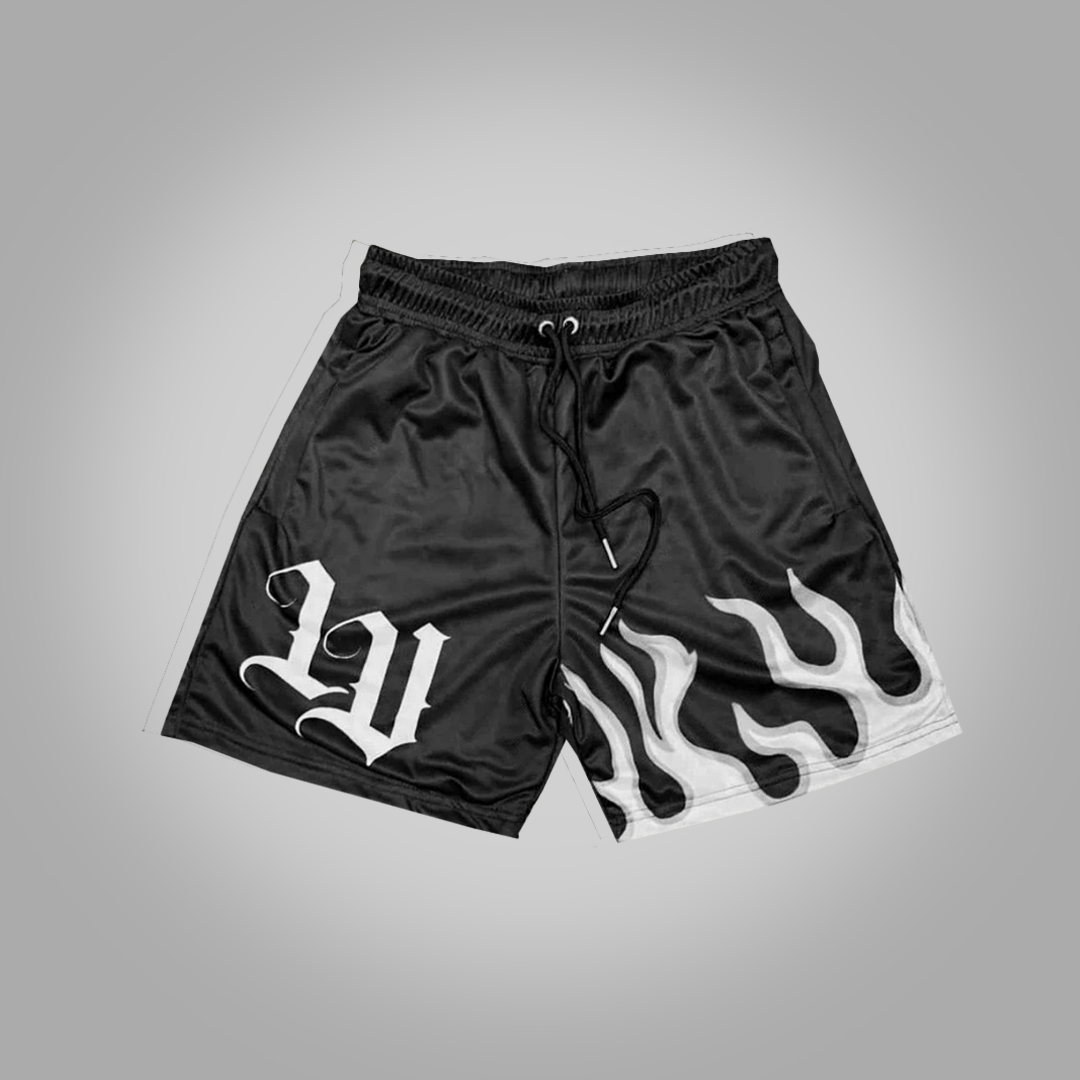 Vintage Flame Art Graphics Mesh Shorts - SOPULA