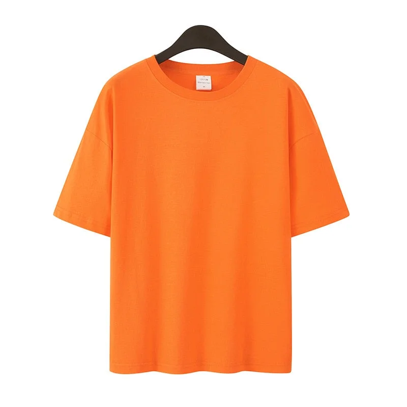 Summer T-Shirts Women Short Sleeve Lovers T shirt 100% Cotton Loose Lady Tops Tees Casual Solid Color White