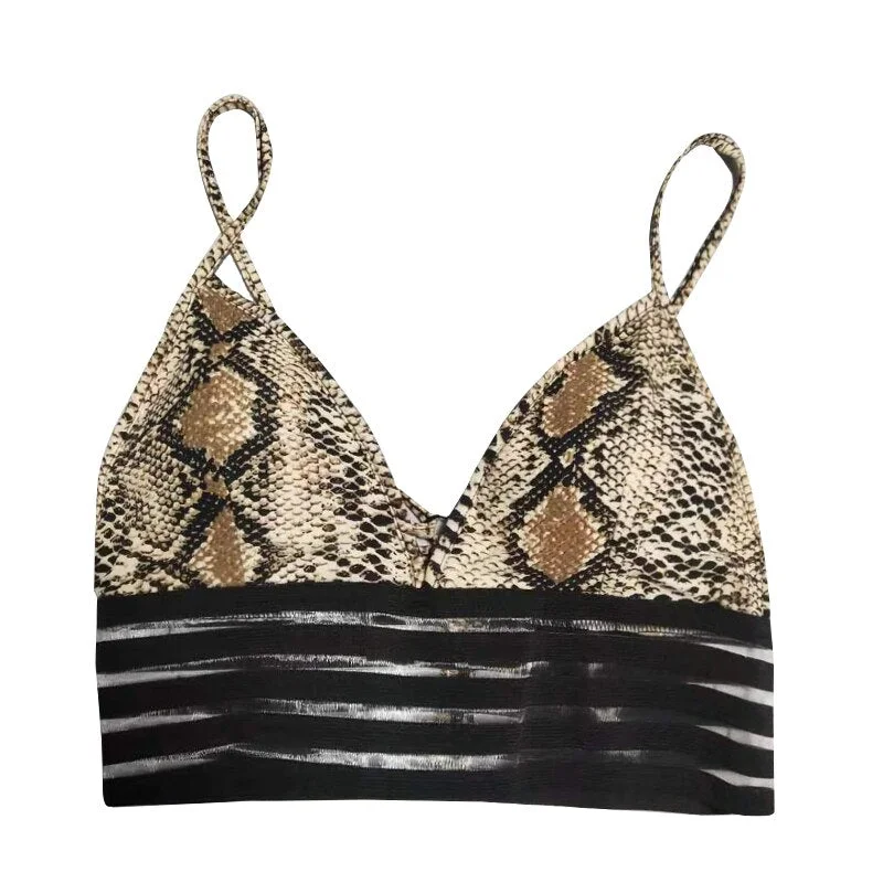 Ladies Sexy Push Up Fitness Bra For Women Snake Print Seamless Seamless Underwear gym Backless Bra top women