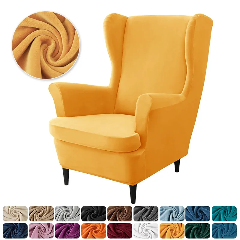Athvotar Wing Chair Covers Stretch Wingback Sofa Cover with Seat Cushion Cover Elastic Solid Color Sofa Armchair Chair Slipcovers