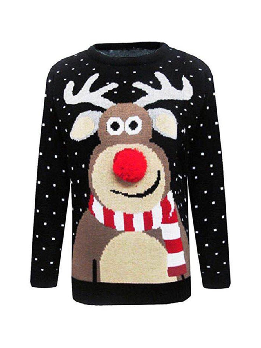 Christmas Elk Graphic Pullover Sweater