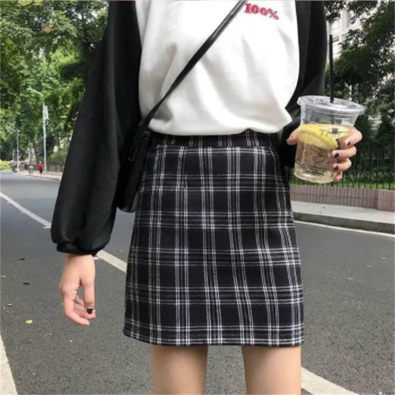 fall outfits women Korean Style Spring and Summer High Waist Slimming Sheath Skirt Anti-Exposure A- line Skirt Versatile Student Slim-Fit Lined Skirt
