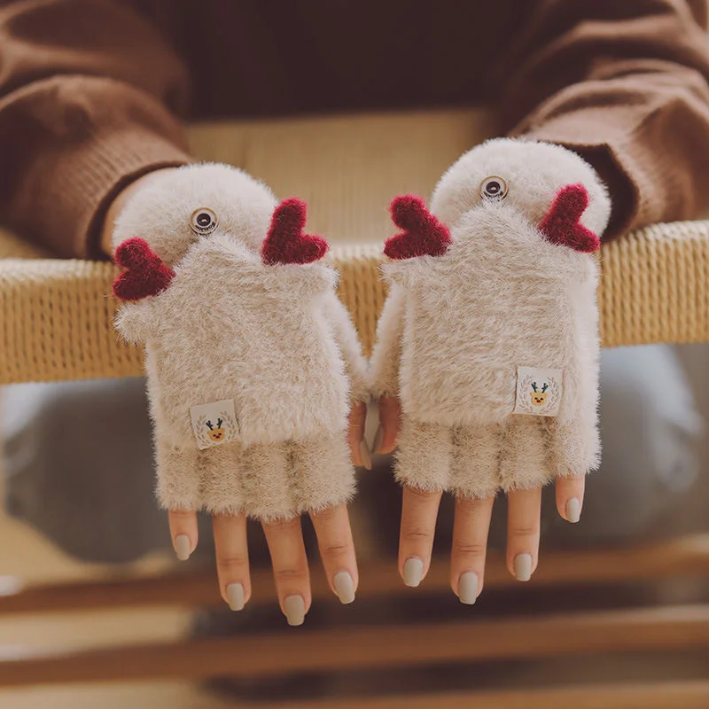 Christmas Antler Knitted Gloves Cute Touch Screen Warm Gloves