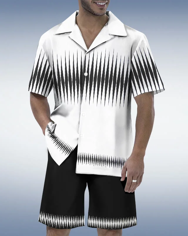 Suitmens Men's Gradient Abstract Art Shirt Set  0312