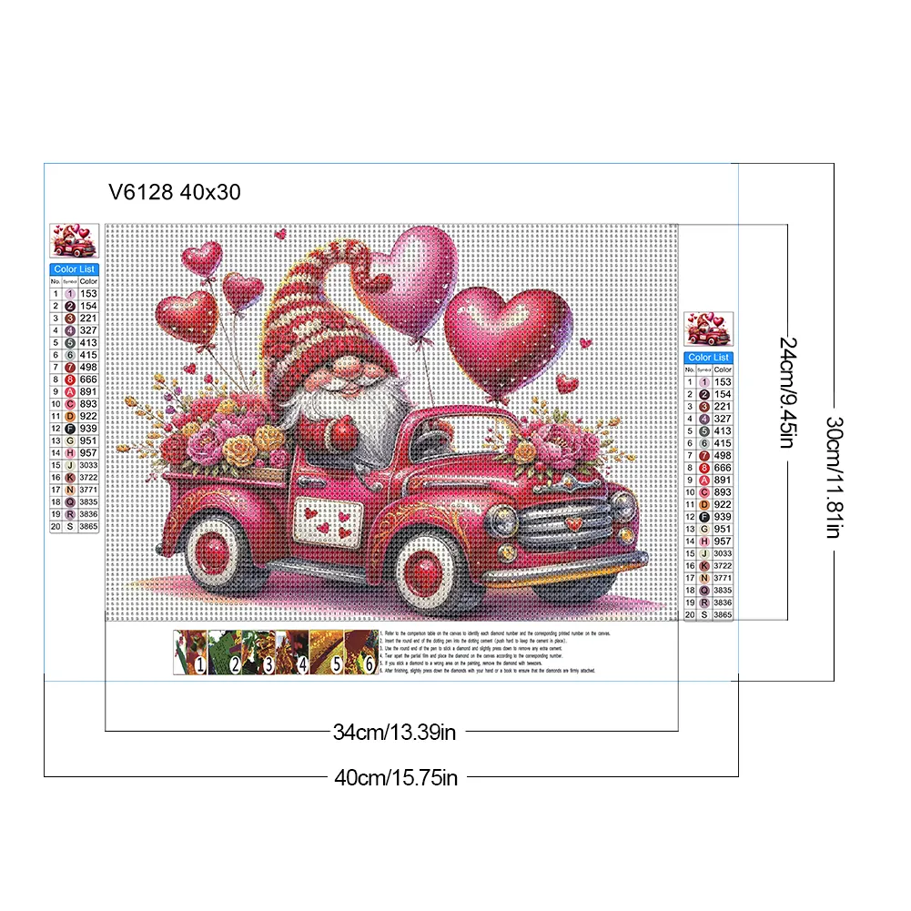 Full Round Diamond Painting 40*30cm - Valentine'S Day Float Gnome