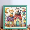 Cat And House-11CT Stamped Cross Stitch 40*40cm/15.75*15.75in tapestrymarket