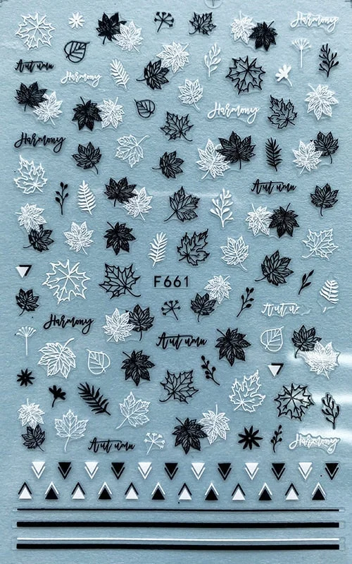 1pcs Fall Maple Leaves Nail Stickers 3D Yellow Gold Fall DIY Sliders Nail Art Decoration Autumn  Adhesive Manicure Nail Decals-Nail Inspo