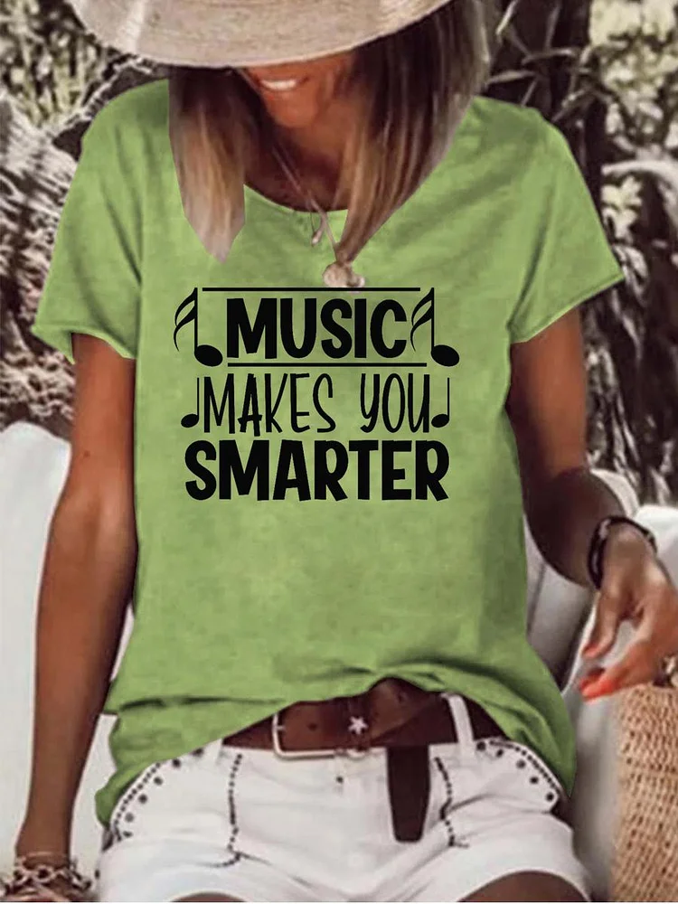 MUSIC MAKES YOU SMARTER Raw Hem Tee