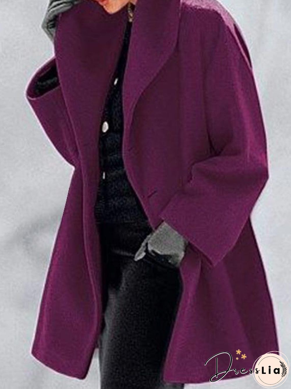 Women's Coats Loose Solid Button Hooded Woolen Coat