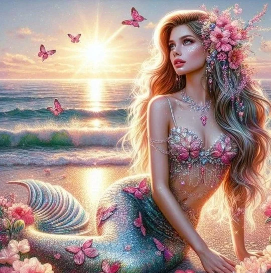 Girl Mermaid-Full Round Drill Diamond Painting-40*40CM(Canvas)