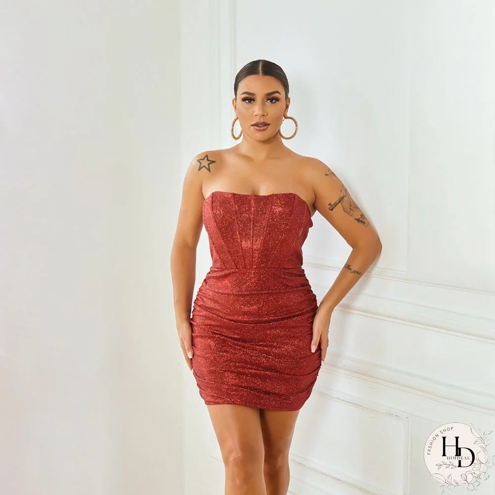 Sparkle Sequin Strapless Night Out Bandeau Bodycon Dress