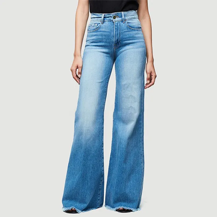 Vintage Washed Fringed Flared Jeans  artssus