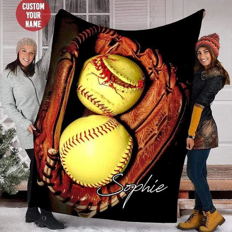 Personalized Softball Blanket | BKKid679