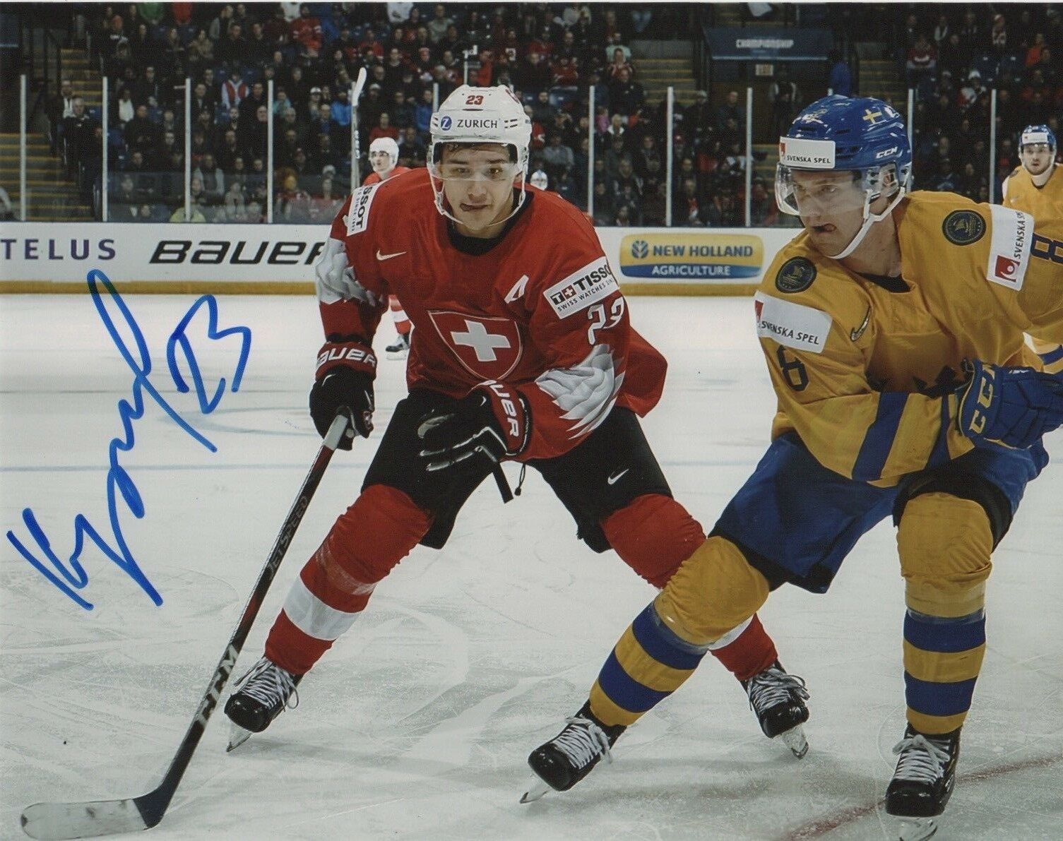 Switzerland Philipp Kurashev Signed Autographed 8x10 NHL Photo Poster painting COA #4