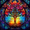 Tree Life Glass Painting-Full Round Diamond Painting 30*30CM