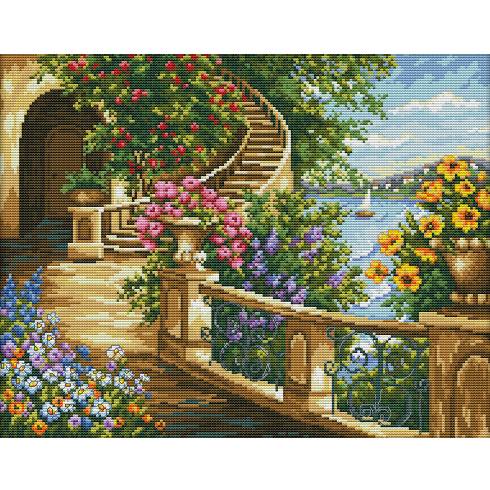 

Spring Balcony - 11CT Stamped Cross Stitch - 54*44CM, 501 Original