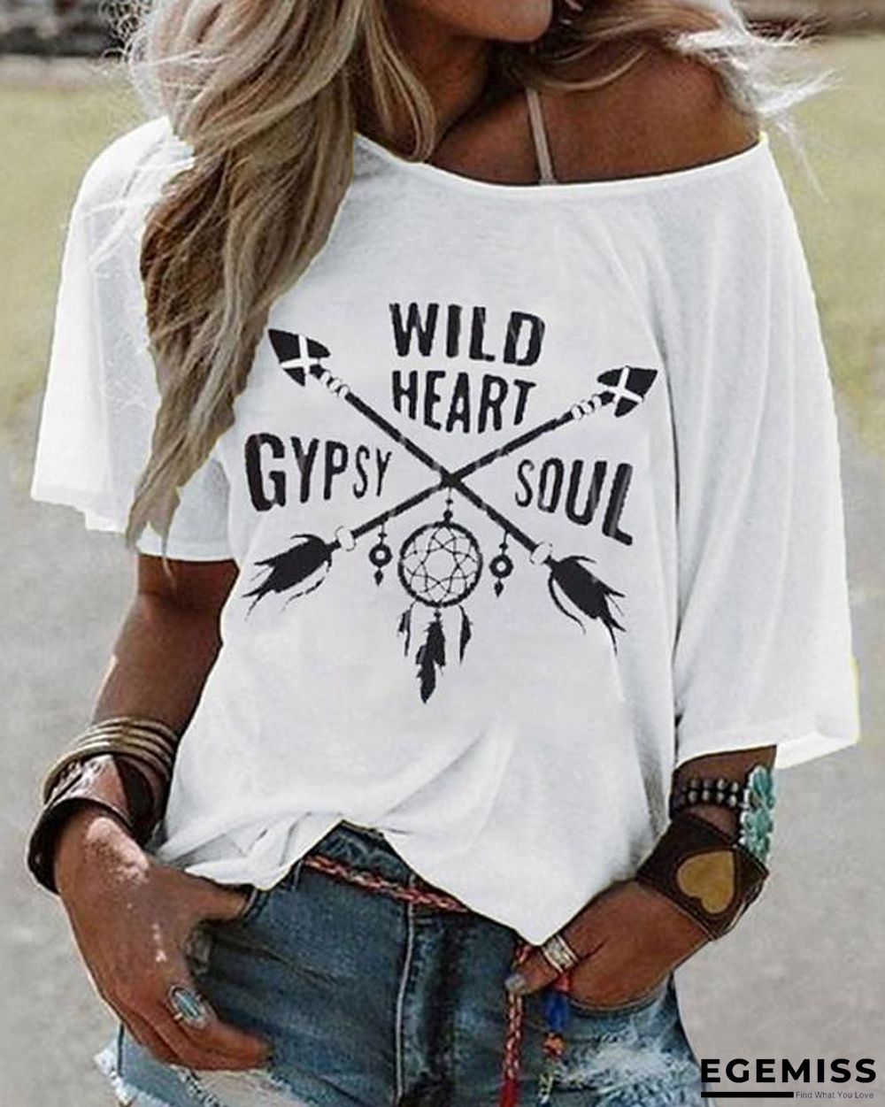 Women's T-shirt Geometric Print Round Neck Tops Basic Top White Yellow Blushing Pink | EGEMISS