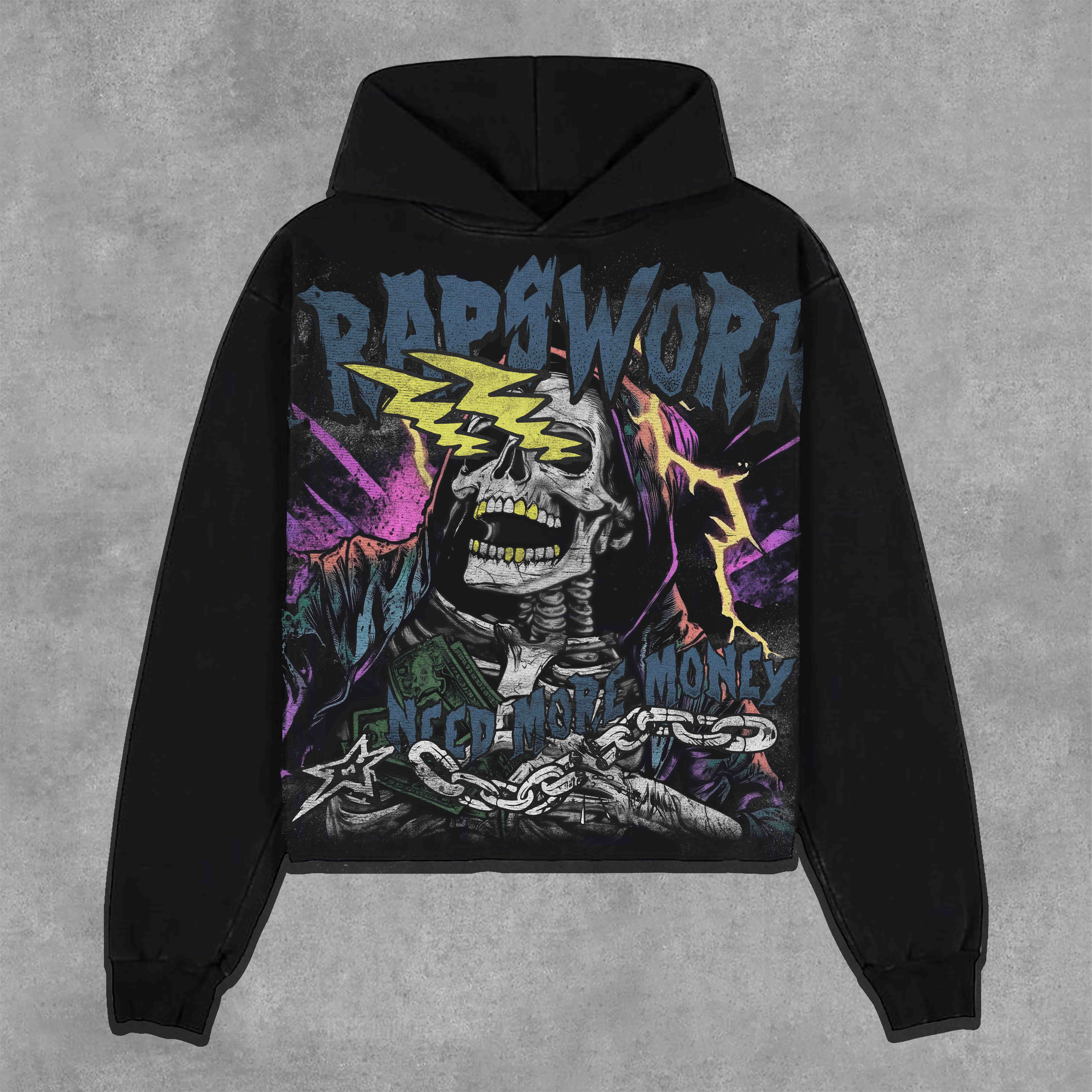 Sopula Traps Work Need More Money Graphic Crop Hoodie