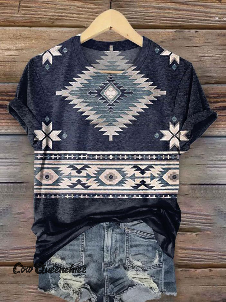 Western Vintage Print T-Shirt Multicolor / S